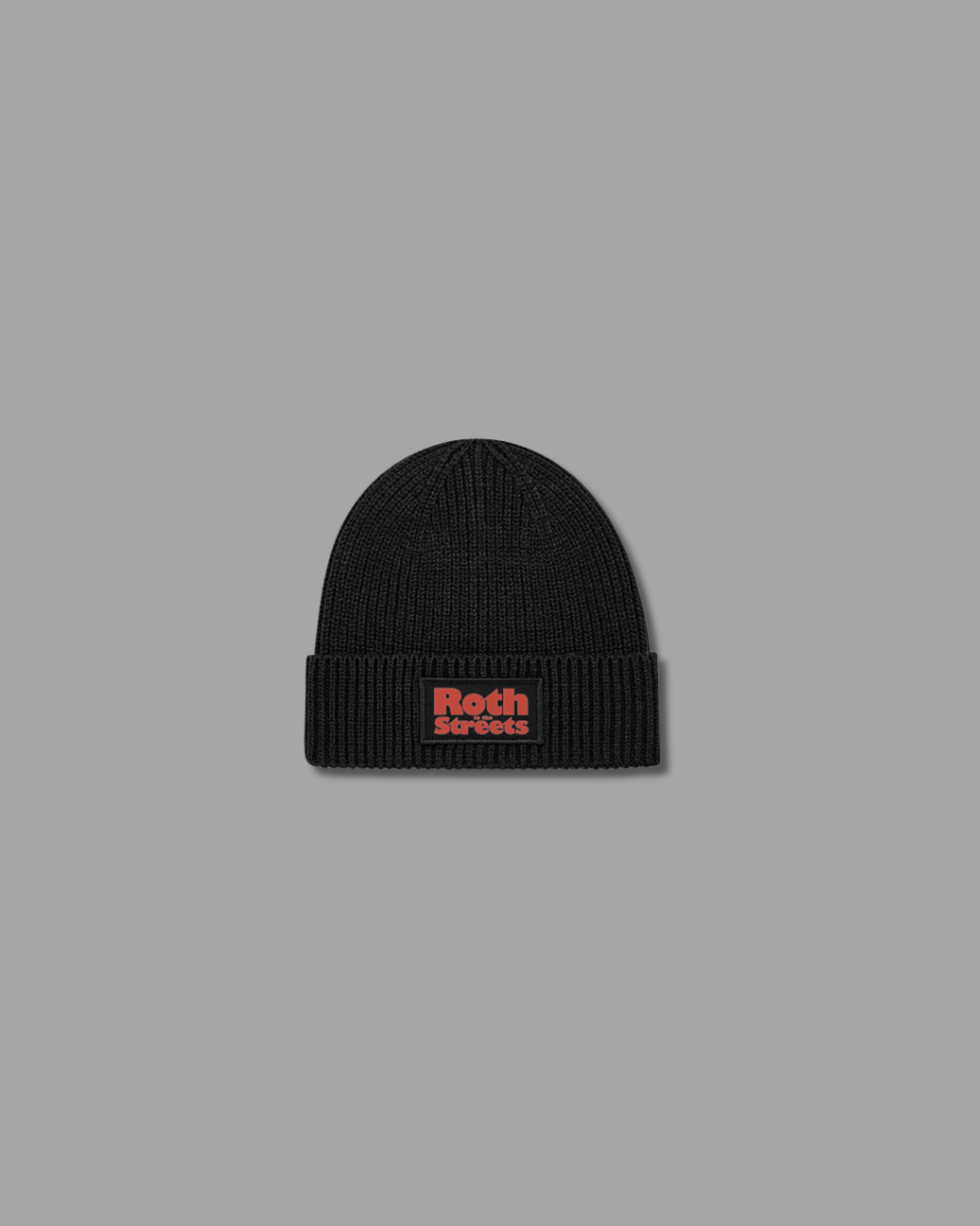 Roth Bold Brew Beanie schwarz mit gesticktem Roth Streets Label-Patch in Rot – BTTS x Roth Bier Strickmütze Streetwear